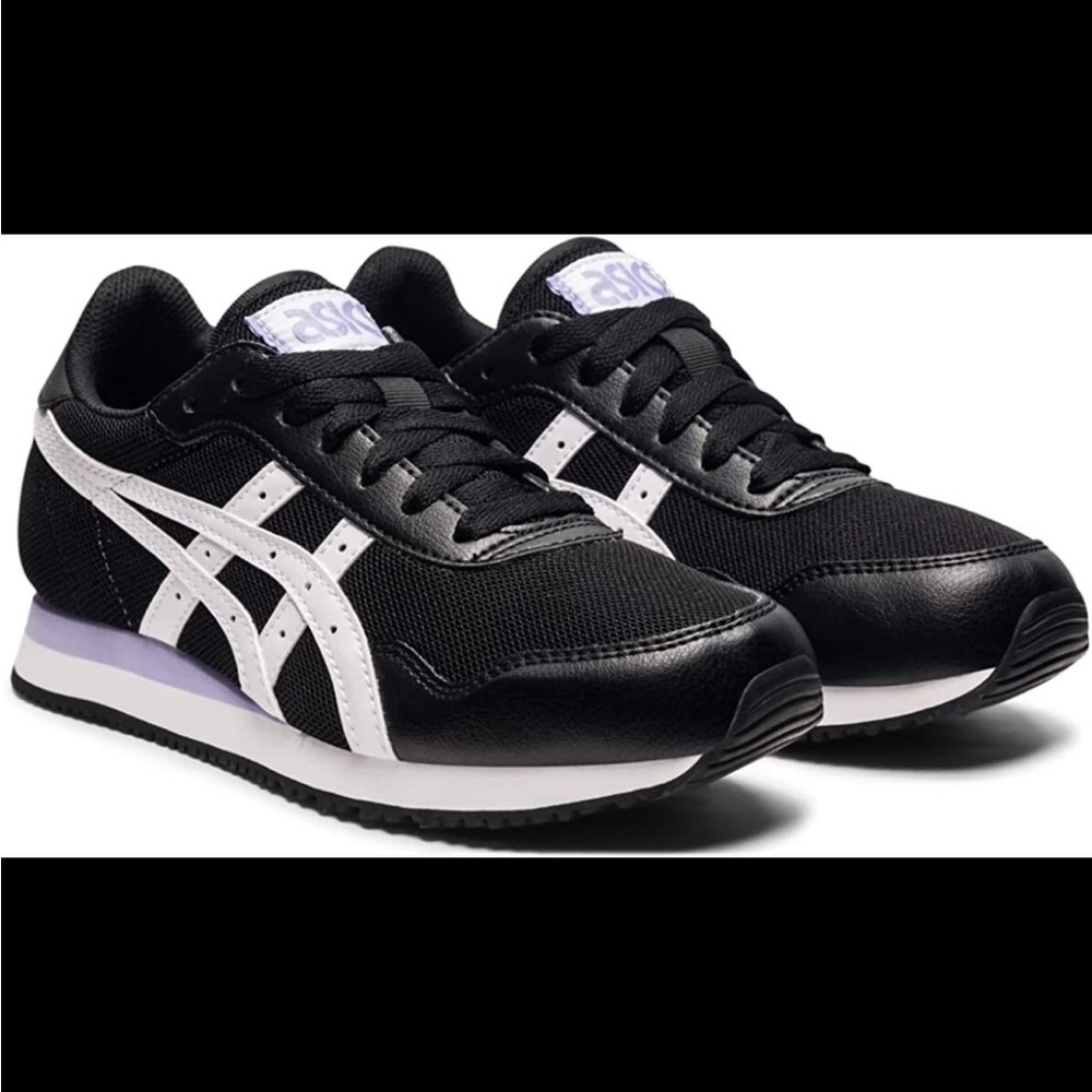 ASICS Tiger Runner BLACK White w/ Purple Accents Women's SNEAKERS Shoes 10.5